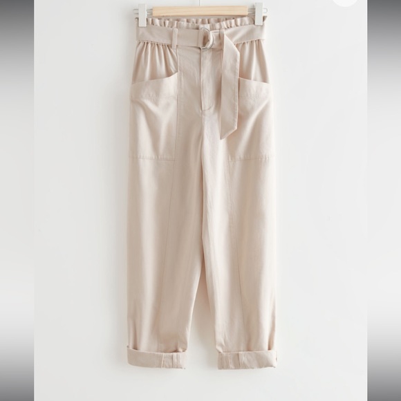 &Other Stories Cream Relaxed Paperbag Waist Trousers EU32/US0 - Picture 1 of 5